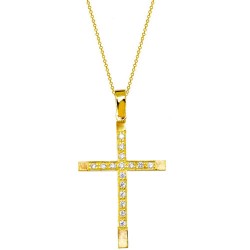 Χρυσός σταυρός Κ14 με αλυσίδα